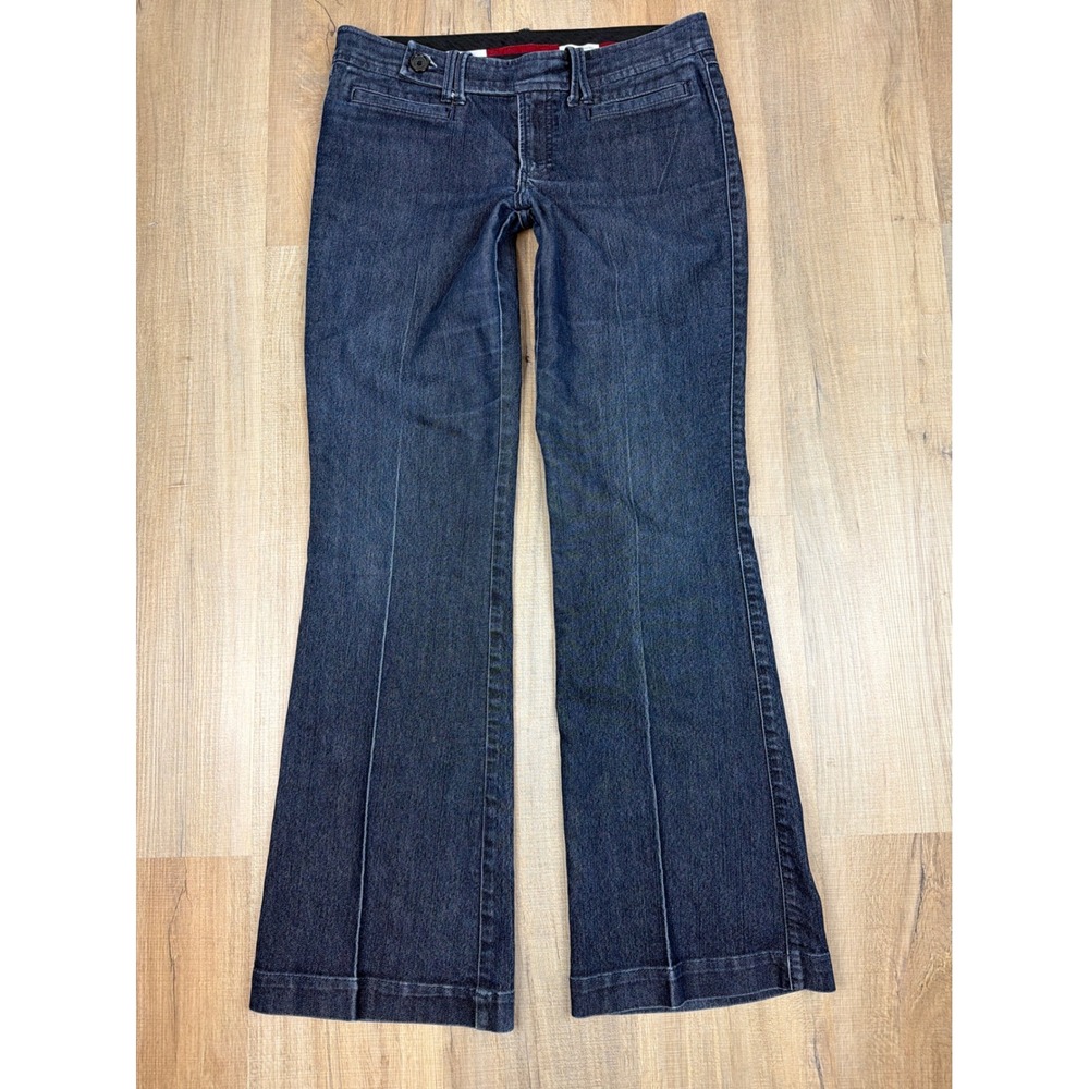 Banana Republic Y2K Low Rise Flare Jeans Dark Wash Pintuck Trouser 28/6R